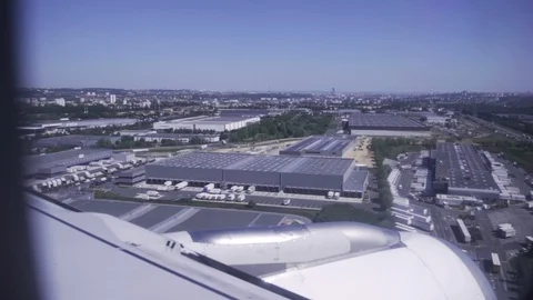 Airplane Window Inside Approach Paris Orly SloMo Stock Footage 115795006