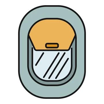 Airplane window with partially open shade creating travel concept Stock Illustration