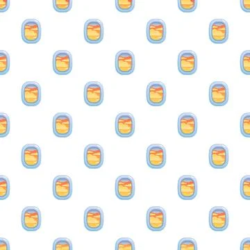 Airplane window pattern with sunset clouds view Stock Illustration