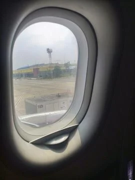 Airplane window Foto stock