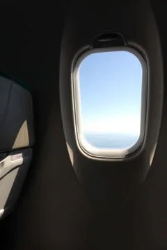 Airplane window seat. Stock Photos