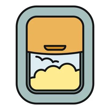 Airplane window with shade and clouds during flight Stock Illustration