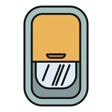 Airplane window with shade open flat design icon Stock Illustration