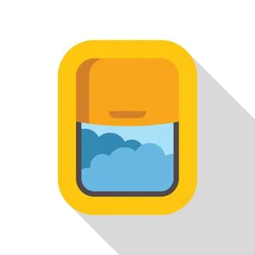 Airplane window showing blue sky and white clouds Stock Illustration