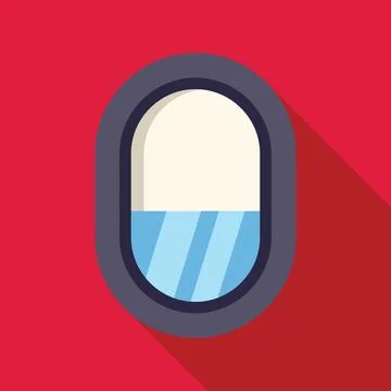 Airplane window showing blue sky with clouds from passenger seat Stock Illustration