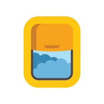 Airplane window showing blue sky with clouds Stock Illustration