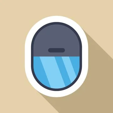Airplane window showing blue sky and sunshade, travel and aviation concept Stock Illustration