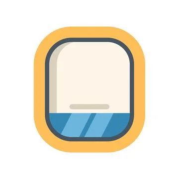 Airplane window showing blue sky and horizon during flight Stock Illustration