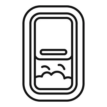 Airplane window showing clouds during flight icon Stock Illustration