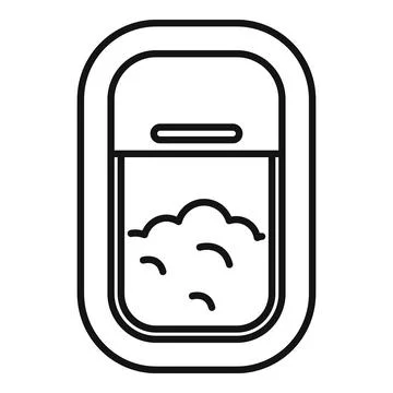Airplane window showing clouds during flight icon Stock Illustration