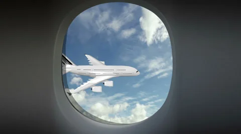 Airplane Window in Sky With Airplane Stock Footage 39498353