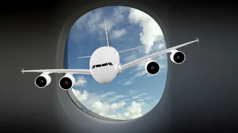 Airplane Window in Sky With Airplane Stock Footage 39498405