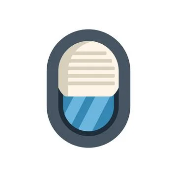 Airplane window with sun blind showing blue sky Stock Illustration
