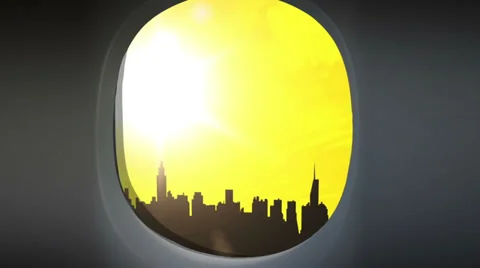 Airplane Window With sundown Stock Footage 39498342