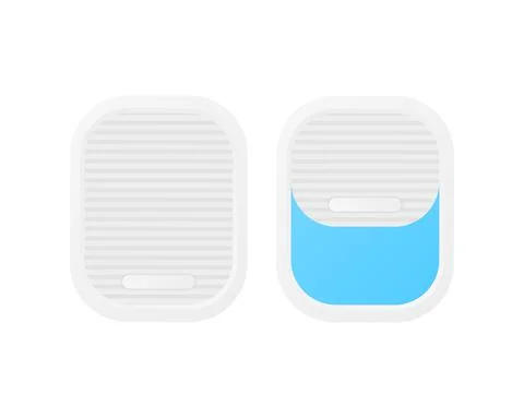 Airplane window template inside and outside view, airliner porthole. Stock Illustration