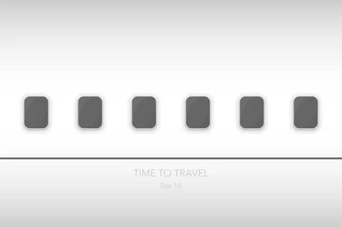 Airplane window template inside and outside view, airliner porthole. Иллюстрация