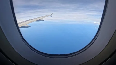 Airplane Window Timelapse Cebu to Palawan Philippines Aerial Wing Above Clouds Stock Footage 333403705