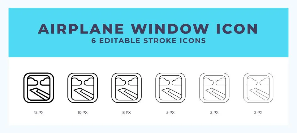 Airplane window vector icon for web and app. Editable stroke vector illustr.. Stock Illustration