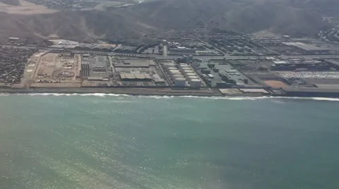 Airplane Window View, Above Land and Sea, Flying Stock Footage 48923595