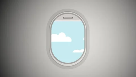 Airplane window view of blue sky and clouds, travel concept, flight journey.. Stock Footage 340537948