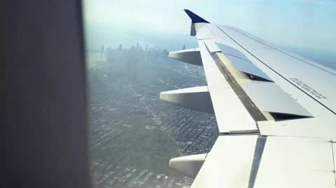 Airplane Window View of Chicago Skyline Stock Footage 11142247