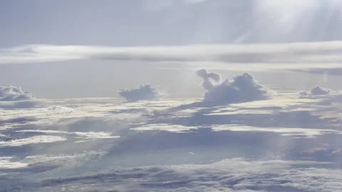 Airplane Window View Clouds Sun Rays Sunlight Banyuwangi East Java Indonesia Stock Footage 340485433