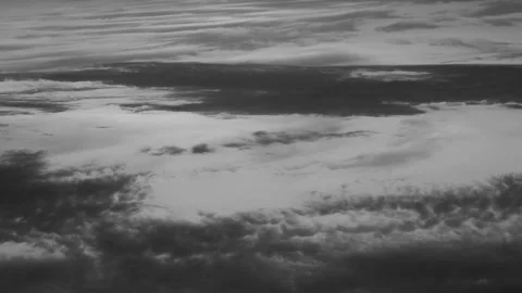 Airplane Window View Dark Sunset Sky Storm Black Clouds 4K in Sun rays, Time Lap Stock Footage 328153267
