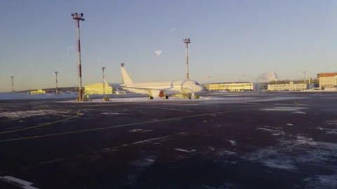 : Airplane window view during movement across airport Video stock 342812031