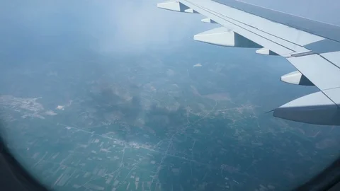 Airplane Window View Stock Footage 94347431