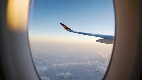 Airplane Window View 스톡 동영상 112845384