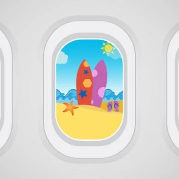 Airplane window view Stock Illustration