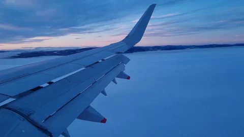 Airplane Window View Landing in Thick Fog 動画素材 299723219