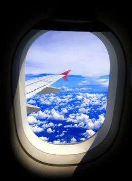 Airplane window view Stock Photos