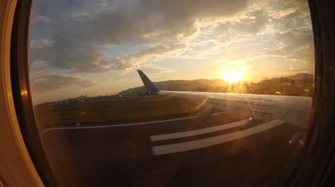 Airplane Window view - sunset Stock-Footage 46970929