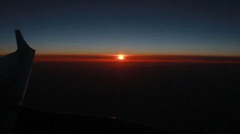 Airplane Window View At Sunset Sky Stock Footage 32221022