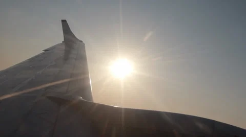 Airplane Window View At Sunset Sky Stock Footage 32221036