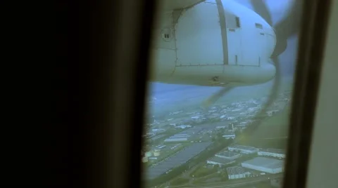 Airplane window view. travel background. propeller plane Stock-Footage 64541864