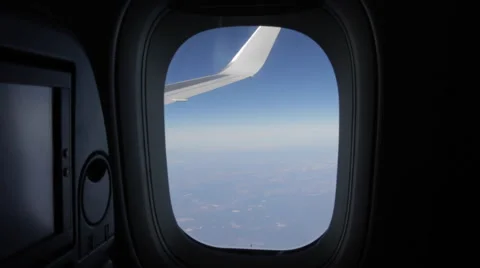 Airplane Window View,  Zoom in and Look Down to Earth Stock Footage 47567106