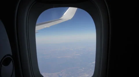 Airplane Window View, Zoom in , Flying Wing Video stock 47566951
