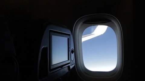 Airplane Window View, Zoom In, Look Down Flying Stock Footage 47566860