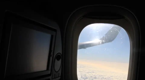 Airplane Window View,  Zoom in , Look down Stock Footage 47567210