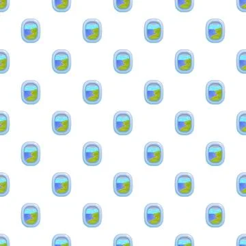 Airplane window views flying over island seamless pattern Ilustração Stock