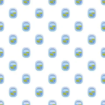 Airplane window views pattern on white background Stock Illustration