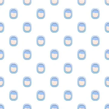Airplane windows seamless pattern showing blue sky and clouds Stockillustratie