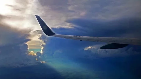 Airplane Wing Above the Clouds at Sunset Stock-Footage 310216302