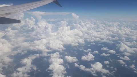 Airplane wing above cloudy sky Stock Footage 111076904