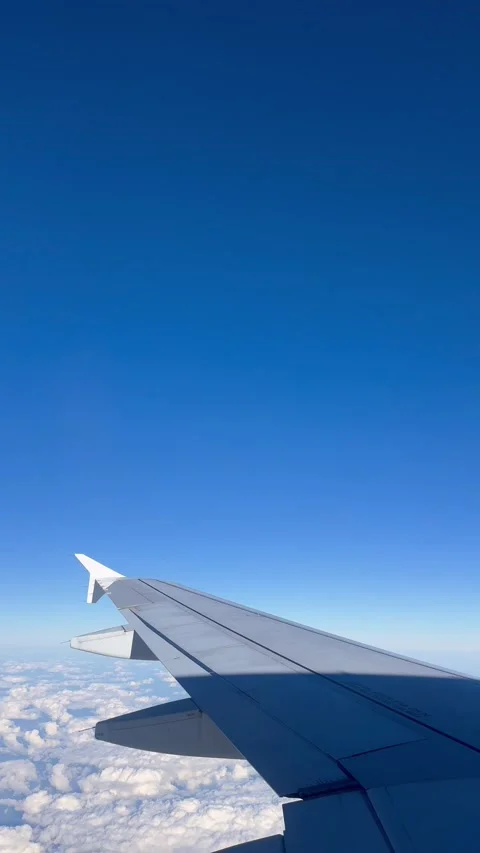 Airplane wing and clouds vertical video Stock Footage 290176567