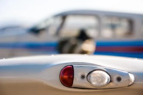 Airplane wing closeup Stock Photos
