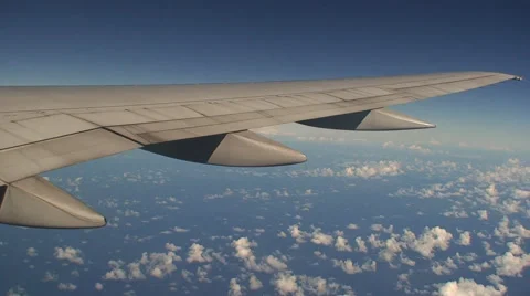Airplane, Wing, clouds, river &amp; Sky HD Stock Footage 40715635