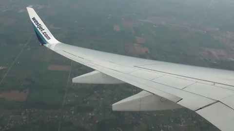 Airplane wing during the flight. Vidéo 76667037